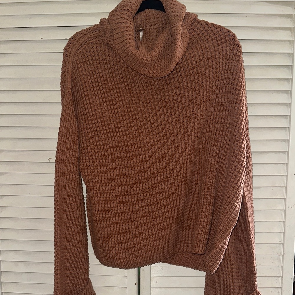 Free People Warm Brown Cowl Neck Sweater